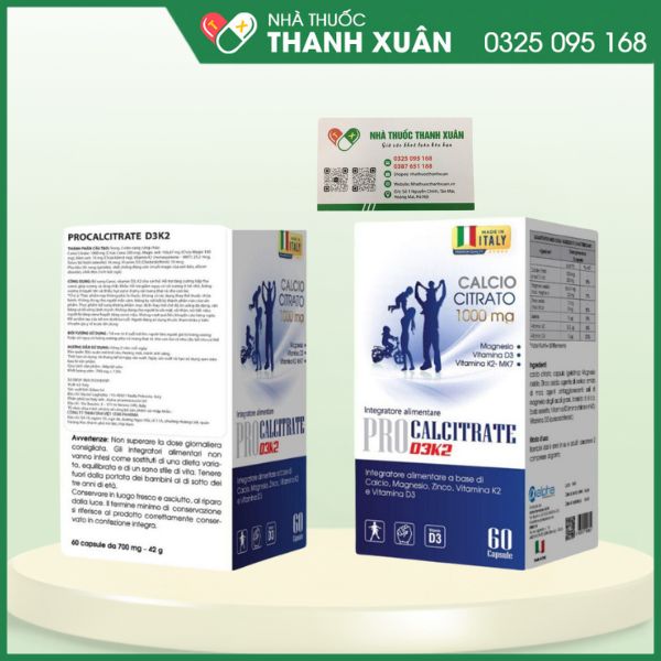 PRO Calcitrate D3K2 - Bổ sung Canxi, Vitamin D3, K2 cho cơ thể